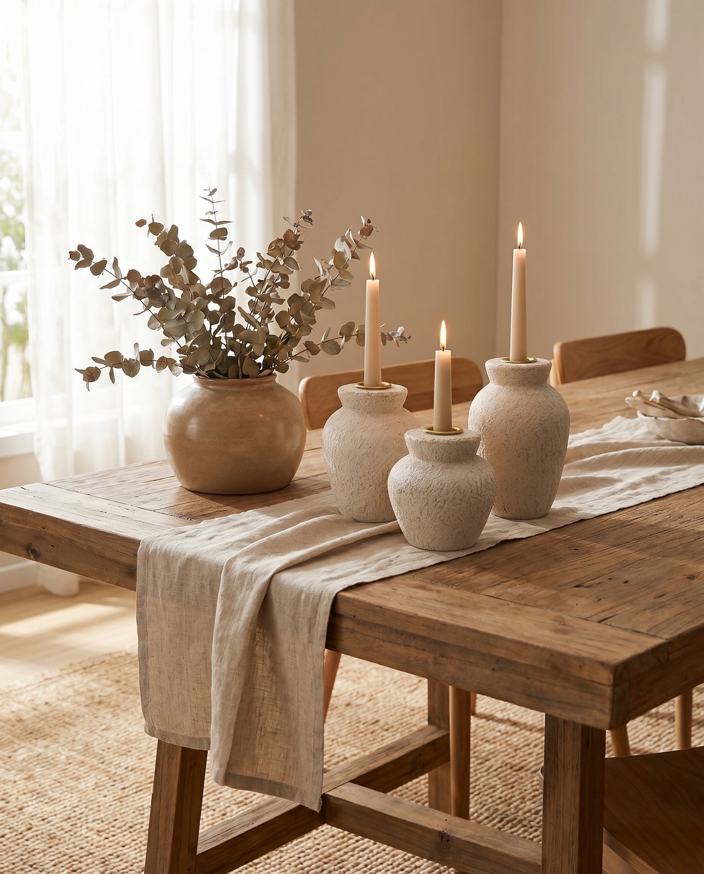 Urn Candle Holder Set of 3 in neutral ceramic — Lumara Home