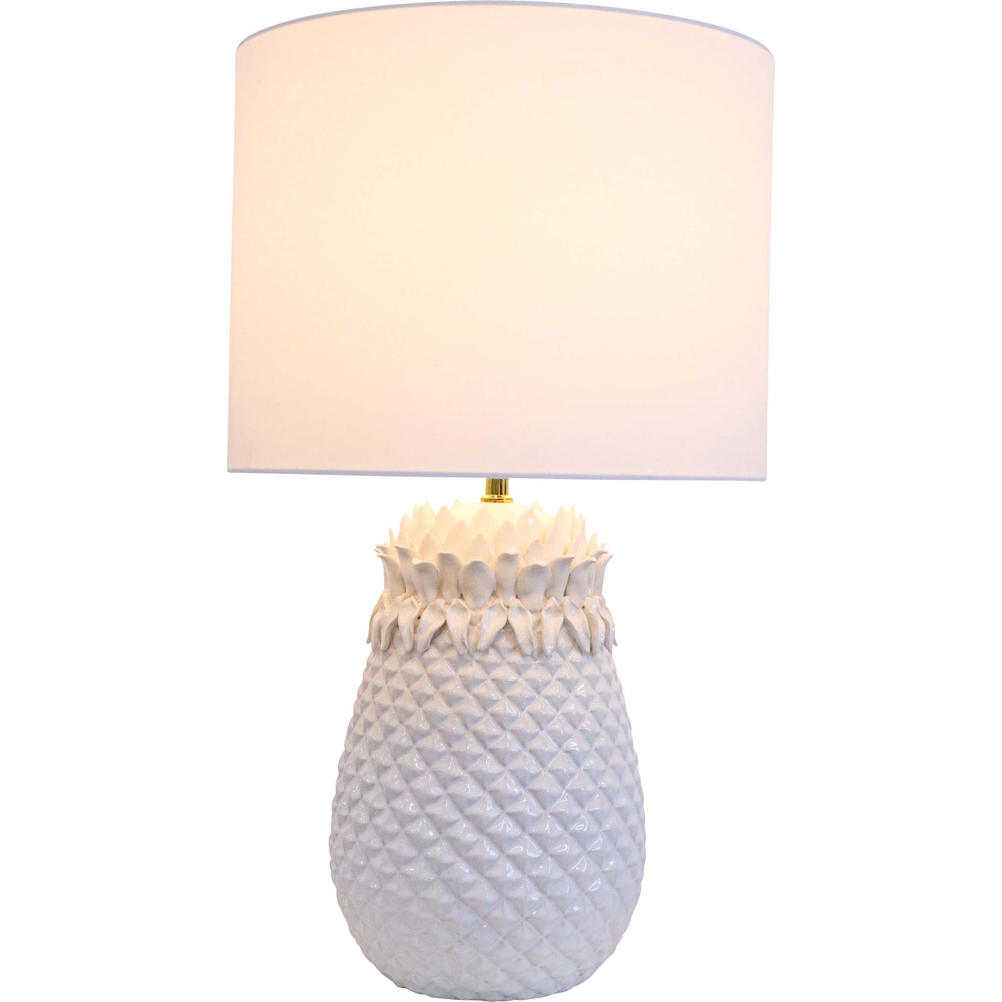 Lumara Pineapple Table Lamp in white reactive glaze — Lumara Home