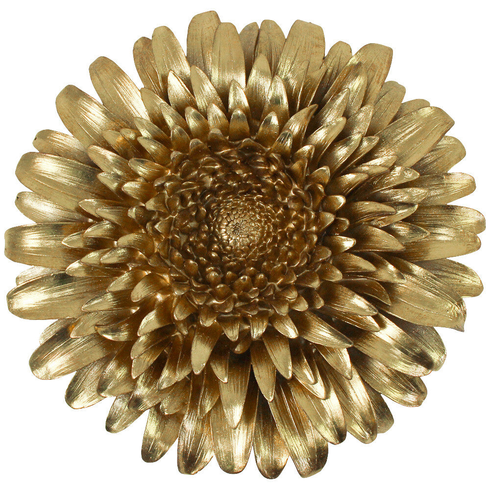 Aurelia XL flower sculpture in hand-finished metallic gold resin — Lumara Home