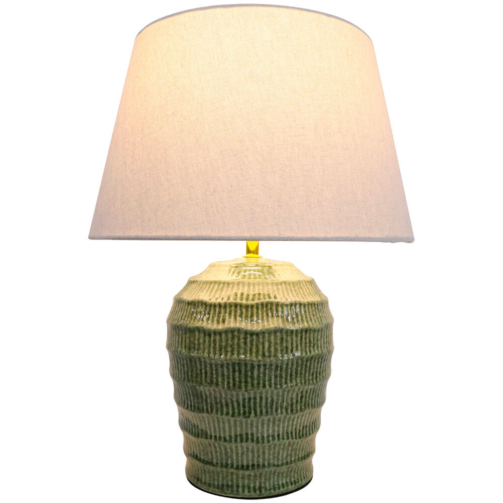 Lumara Gede Green Table Lamp — Sage Green Reactive Glaze