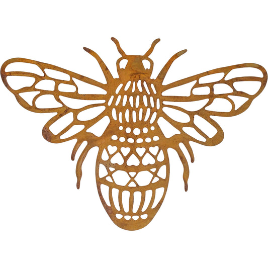 Rust metal bee wall art, extra large
