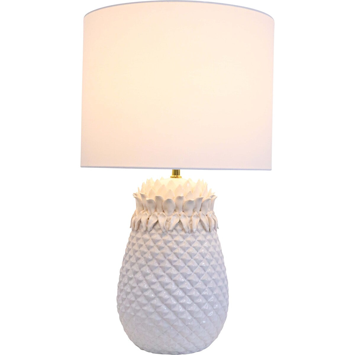 Pineapple Table Lamp white glaze detail — Lumara Home