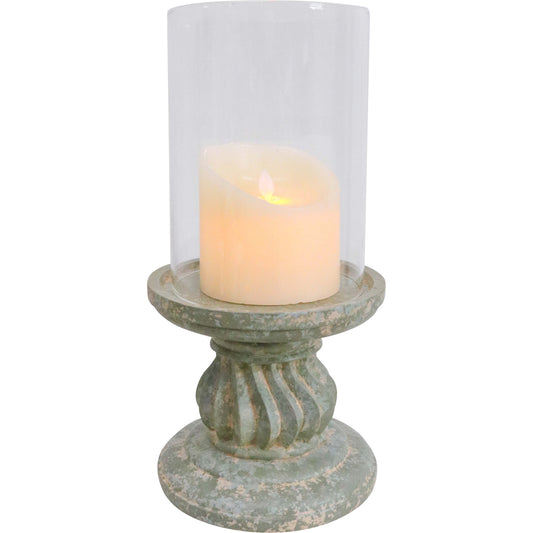 Lumara Hurricane Candle Holder Moss — Organic Green Ceramic