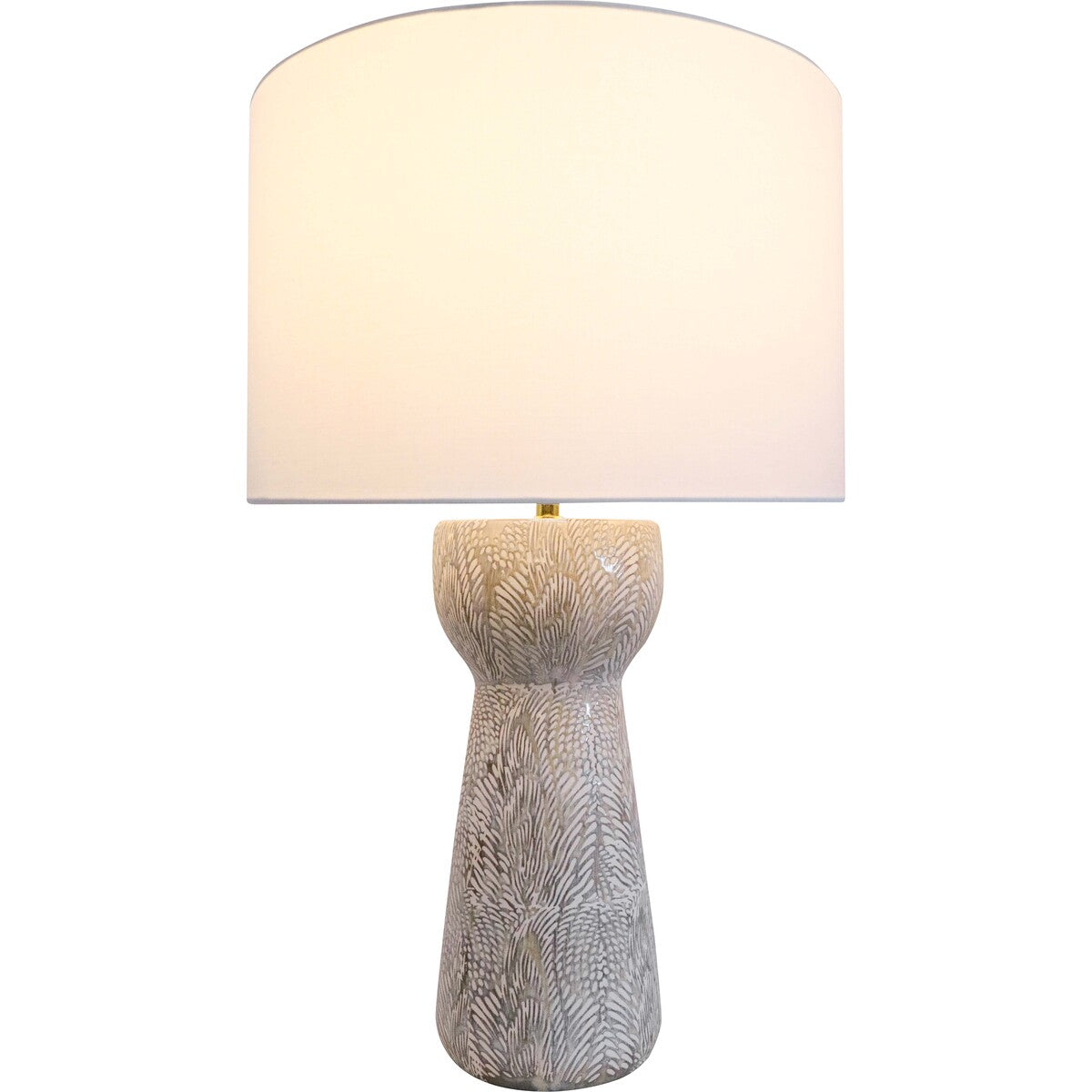 Fossil Table Lamp textured ceramic column detail — Lumara Home