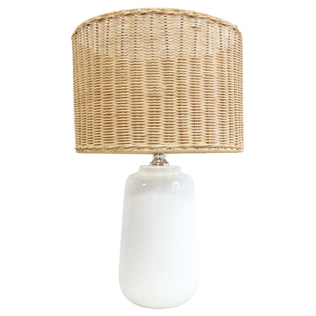 Lumara Cayman Rattan Lamp — styled in coastal home setting