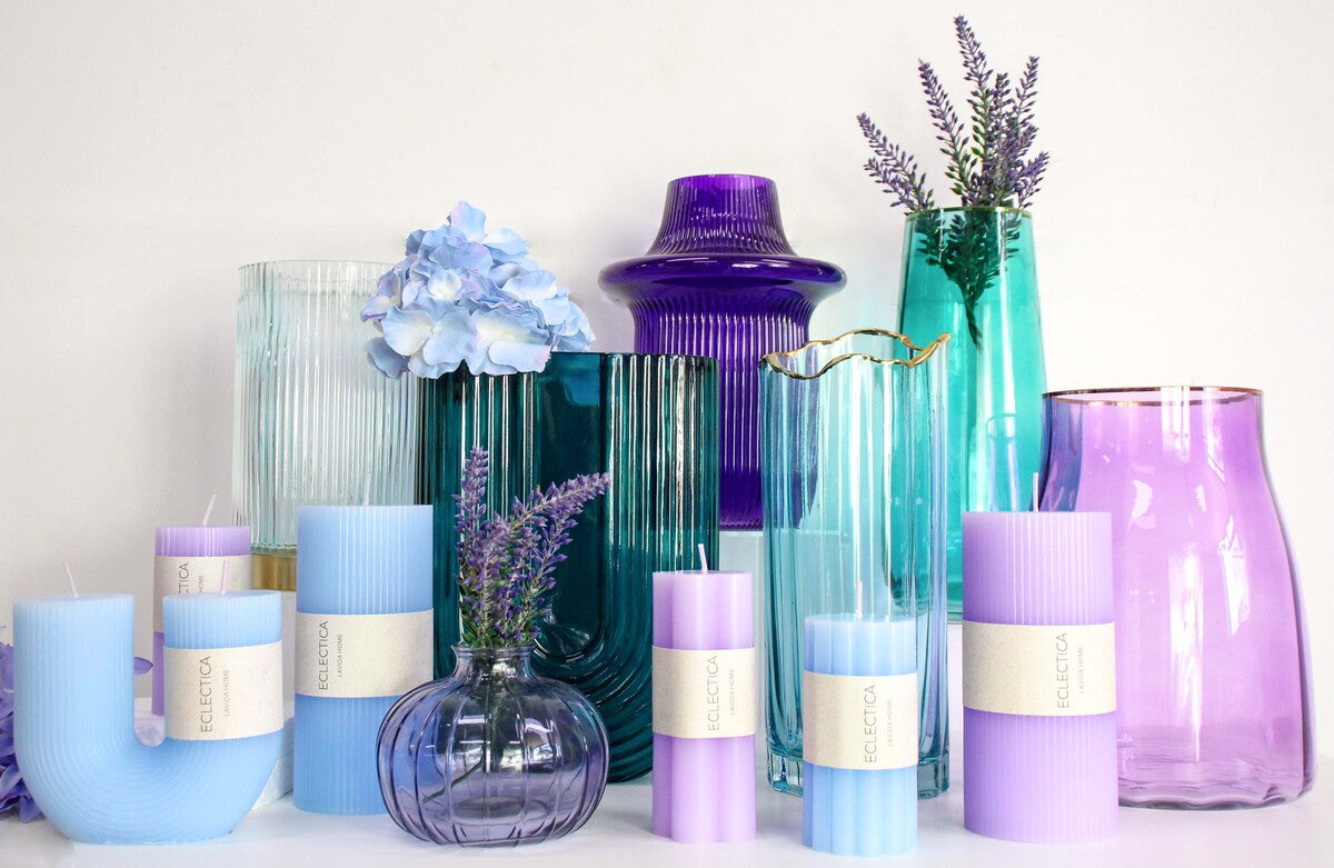 Lumara Taper Grape Glass Vase — Rich Ribbed Statement