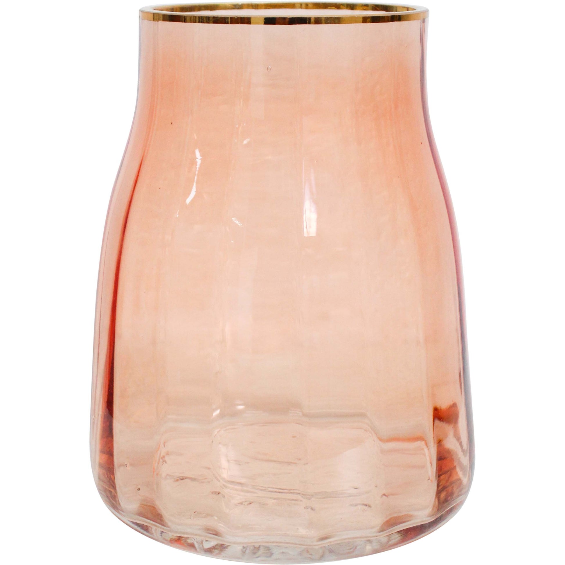 Lumara Taper Saffron Glass Vase — Warm Ribbed Glass