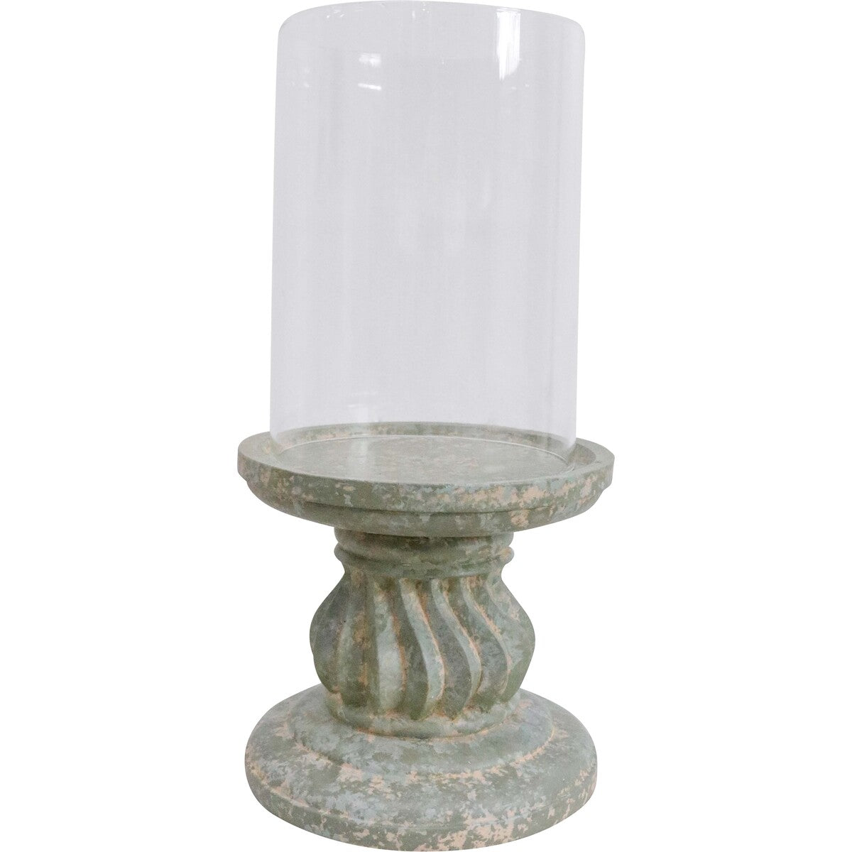 Lumara Hurricane Candle Holder Moss — Organic Green Ceramic
