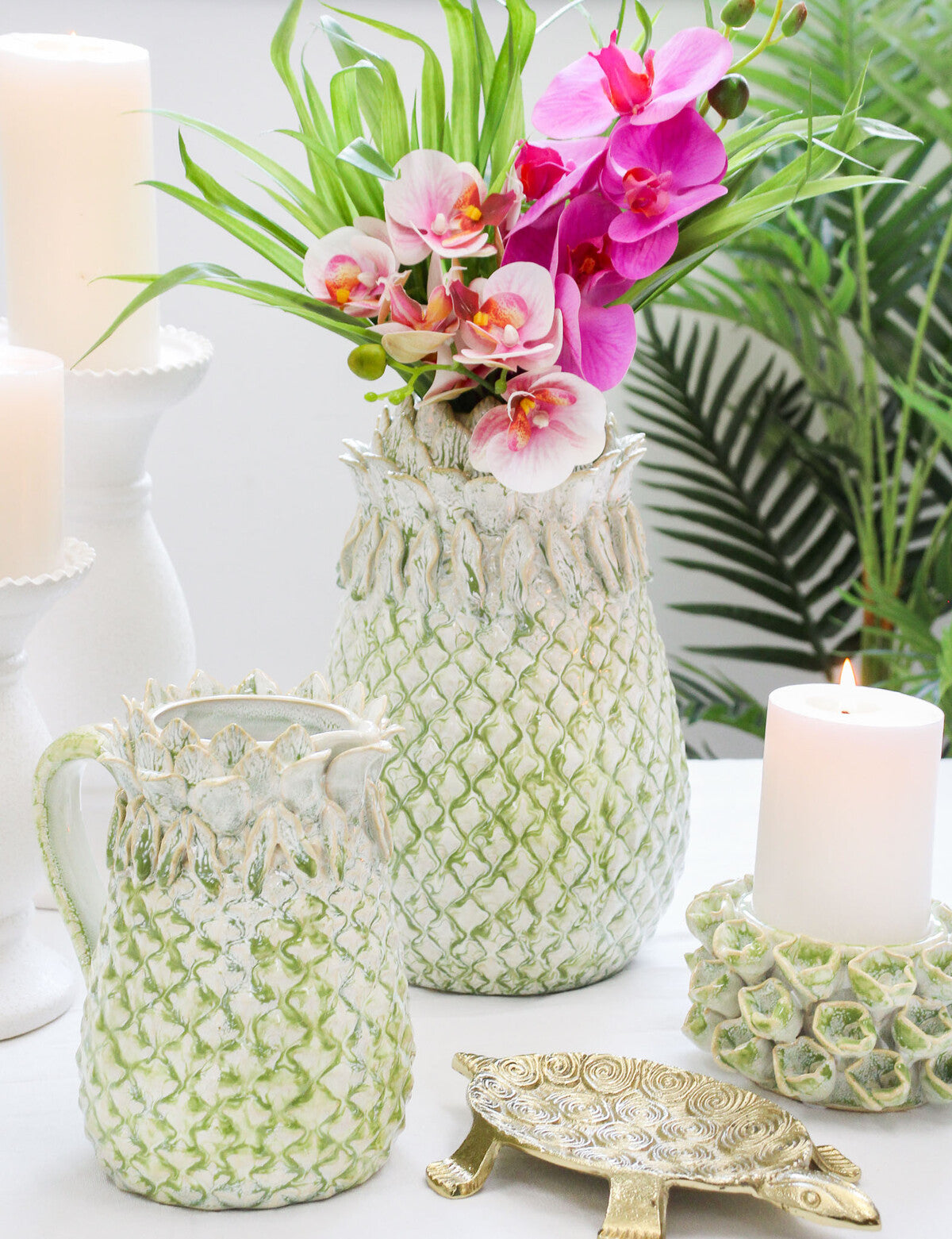 Lumara Lopez Rustic White Candle Holder