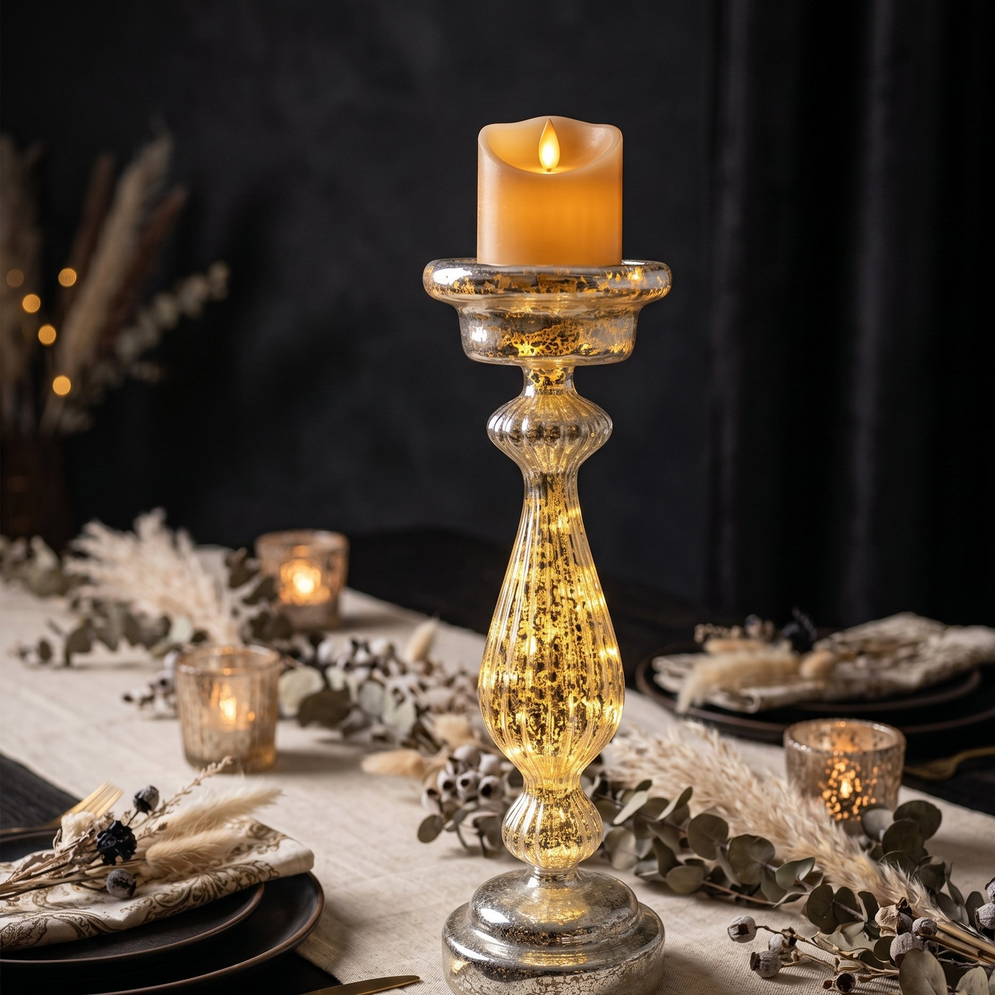 Lumara Champagne Glass LED Candle Holder