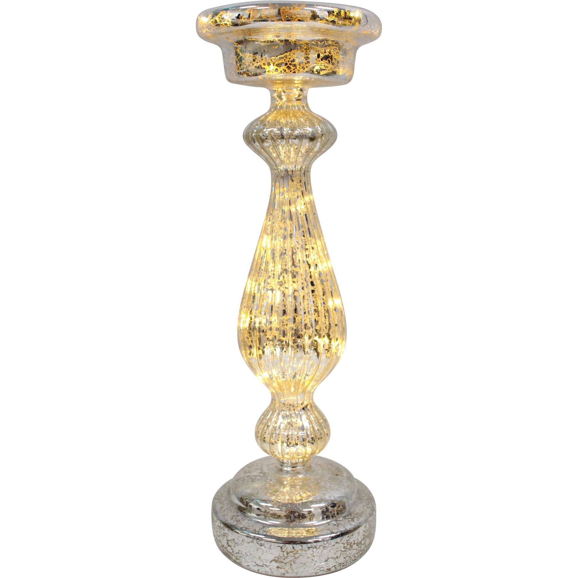Lumara Champagne Glass LED Candle Holder — mercury-style shimmer glass