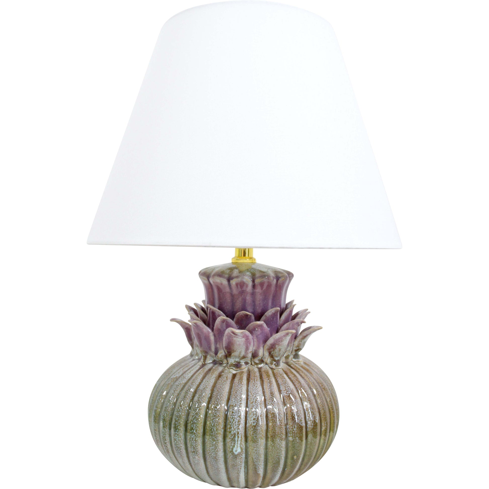 Lumara Talia Table Lamp — mixed glaze ceramic base with linen shade