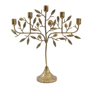 Olive Mediterranean Candelabra in sculptural metal — Lumara Home