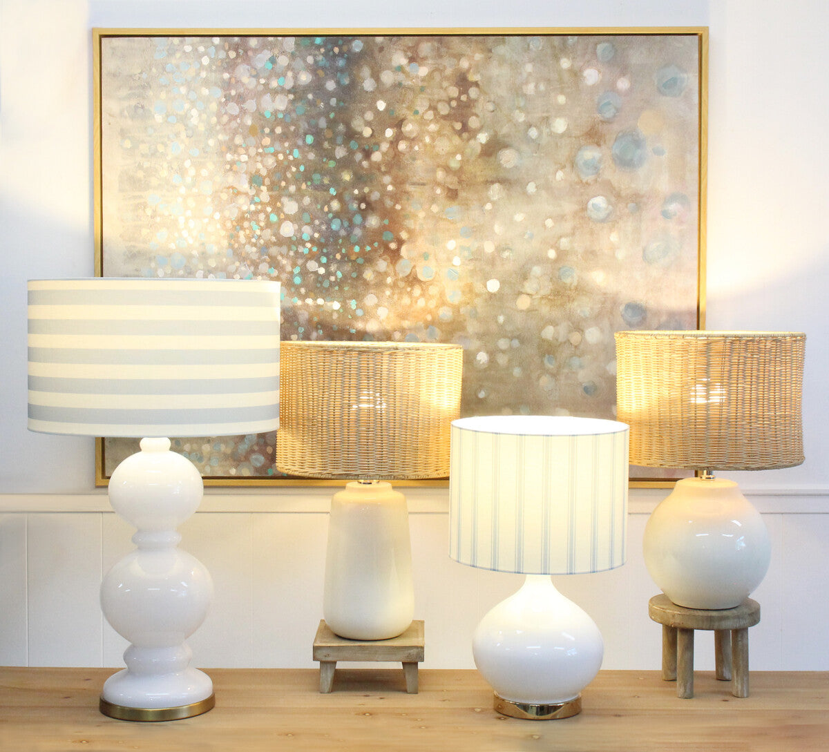 Hamptons XL Table Lamp styled in a Hamptons living room — Lumara Home