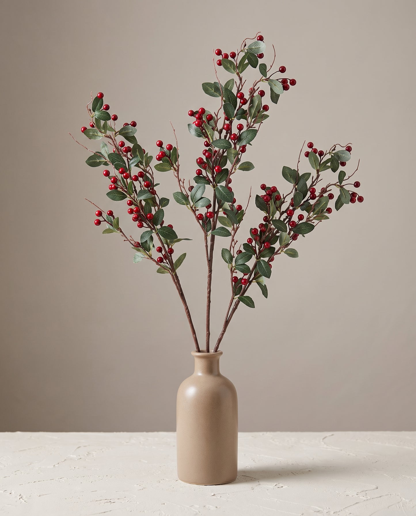 Berries and Leaves Stems in narrow-necked vase — Lumara Home