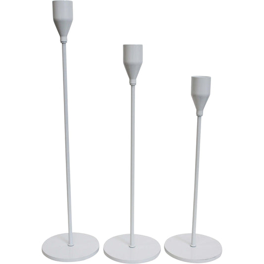 Lumara Candleholders Set of 3 White — Graduated Taper Holders