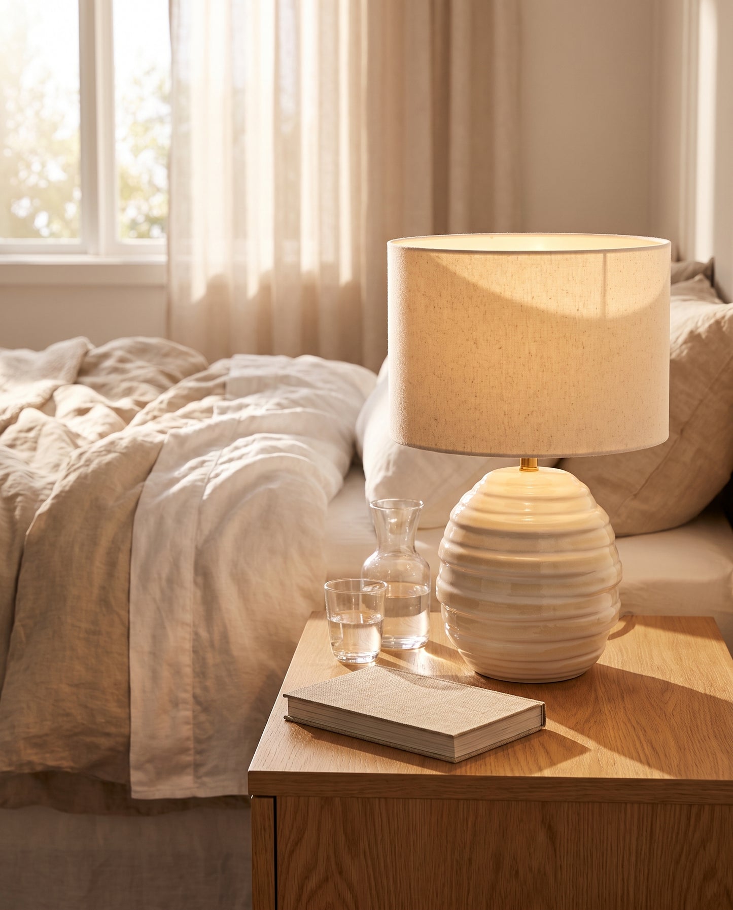 Lumara Casa Table Lamp on a sunlit bedside table — Lumara Home