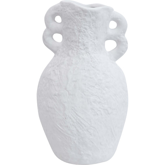 Lumara Textured White Vase — Ribbed Ceramic