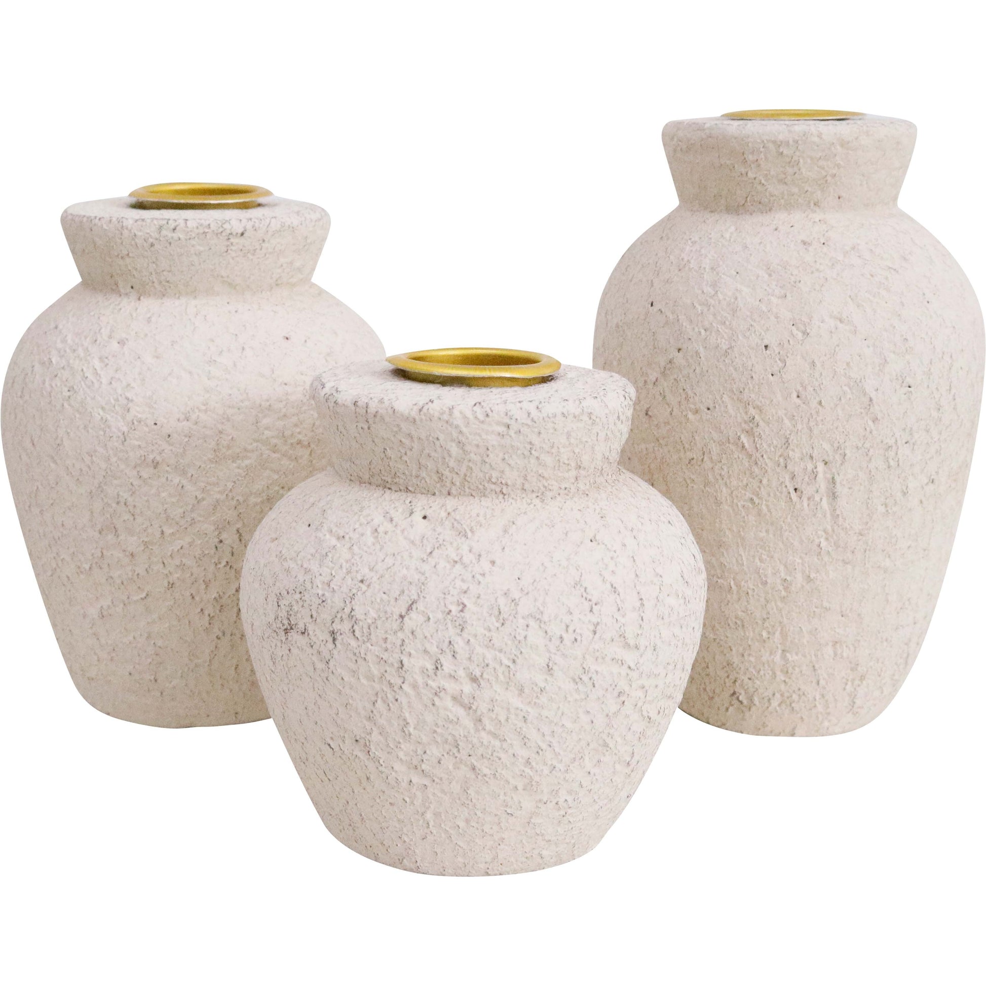 Lumara Urn Candle Holder Set of 3 — Ceramic Neutral