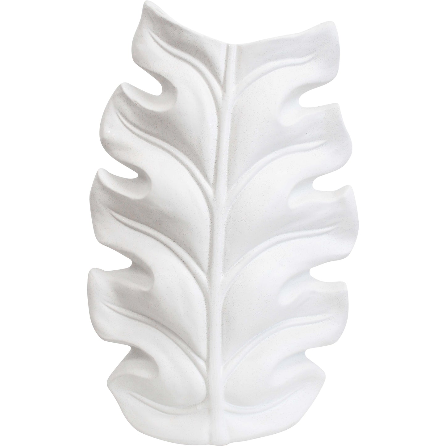 Lumara Organic Leaf Statement Vase — Rustic White Ceramic
