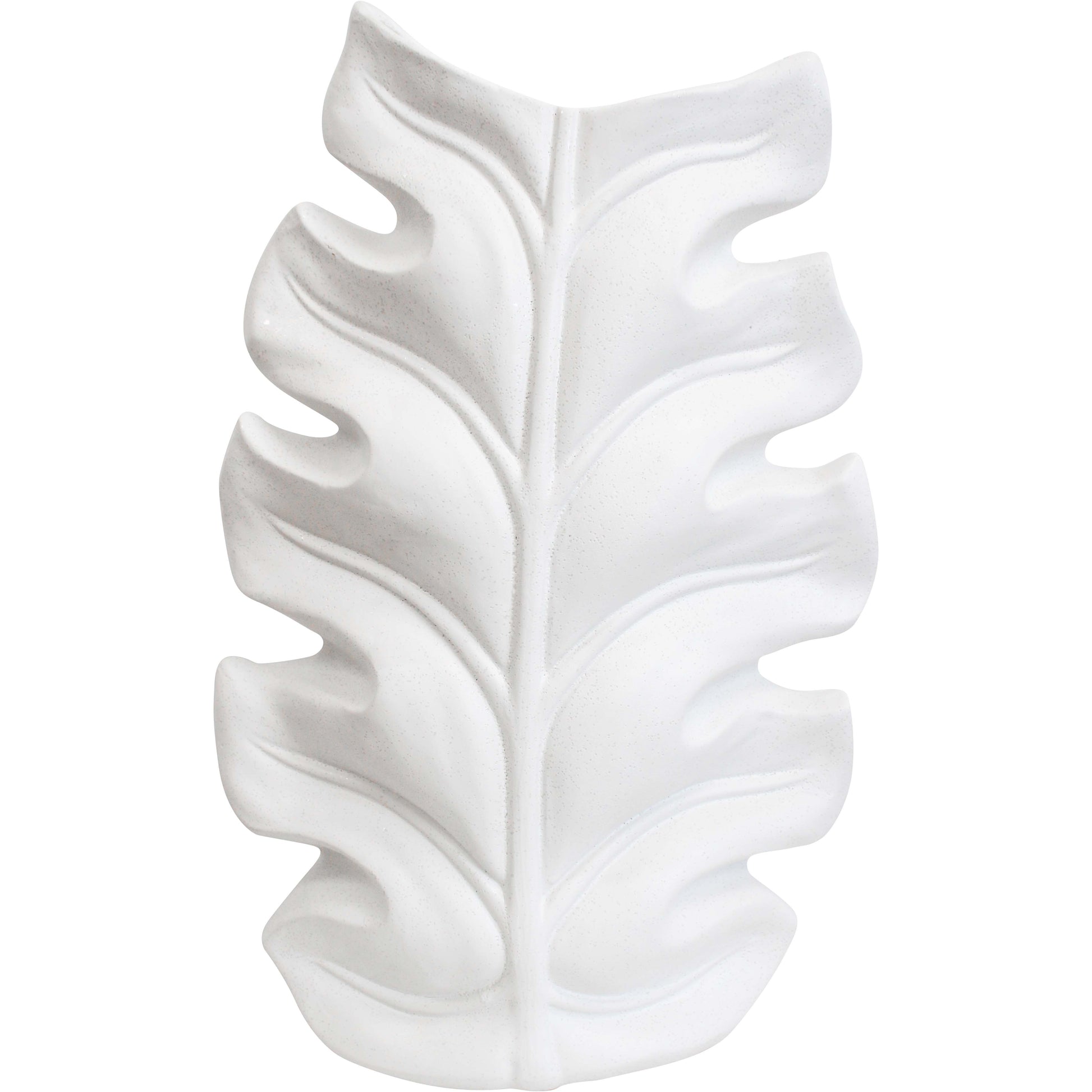 Lumara Organic Leaf Statement Vase — Rustic White Ceramic