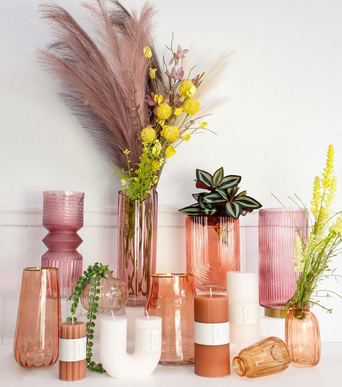 Lumara Taper Saffron Glass Vase — Warm Ribbed Glass