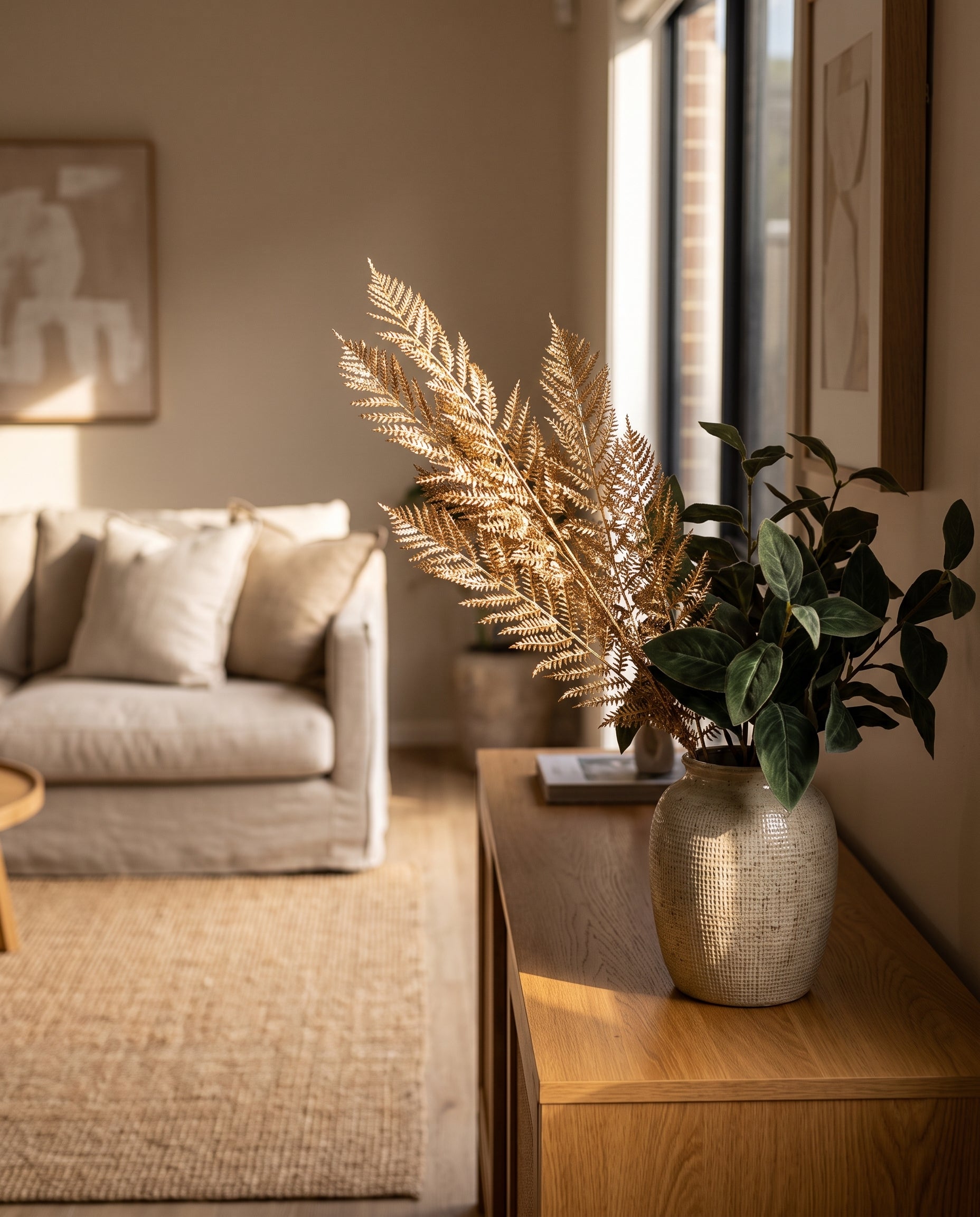 Fern Gold Stem styled with greenery — Lumara Home