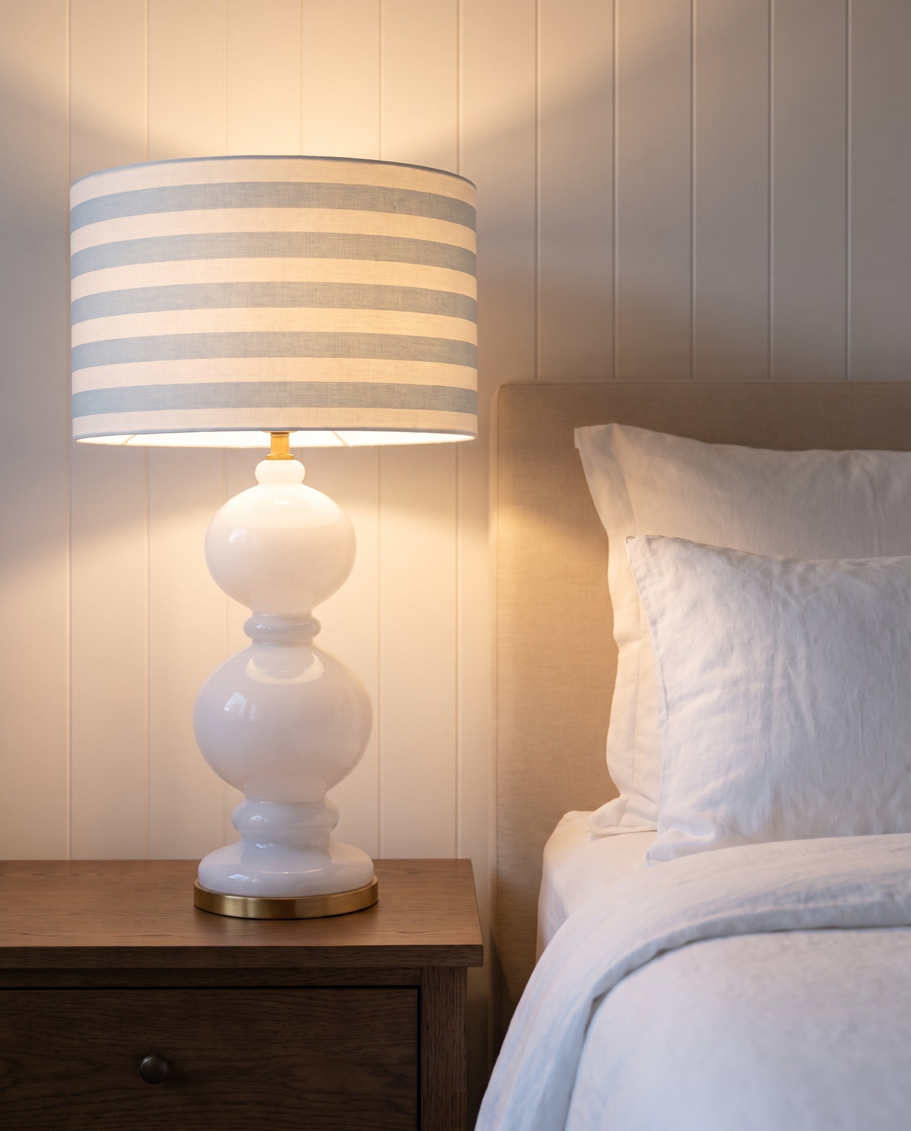 Lumara Hamptons XL Table Lamp lit in a master bedroom — Lumara Home