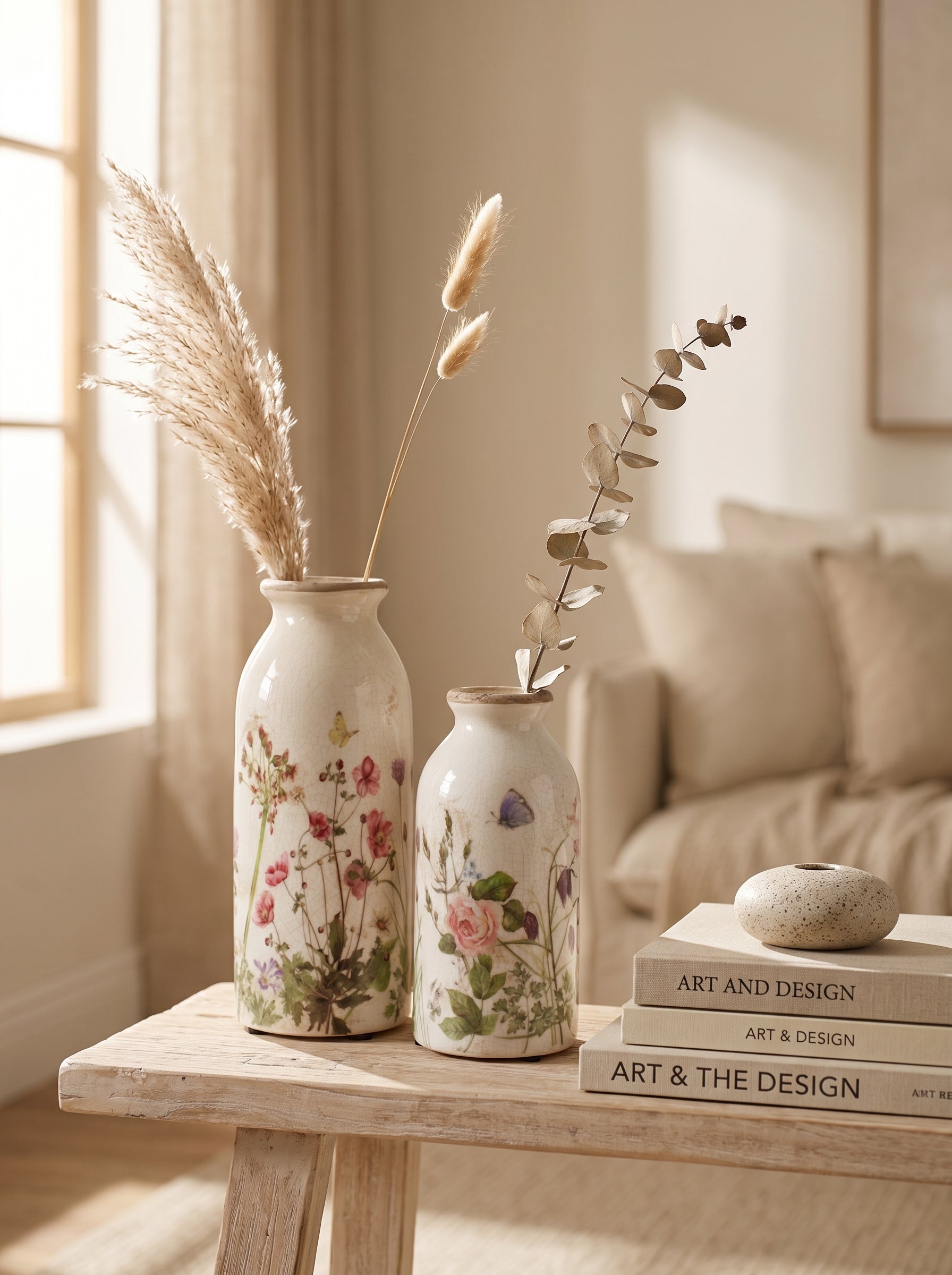 Lumara Botanical Bud Vase Set of 2 — Ceramic Neutral styled in a warm Australian home — Lumara Home