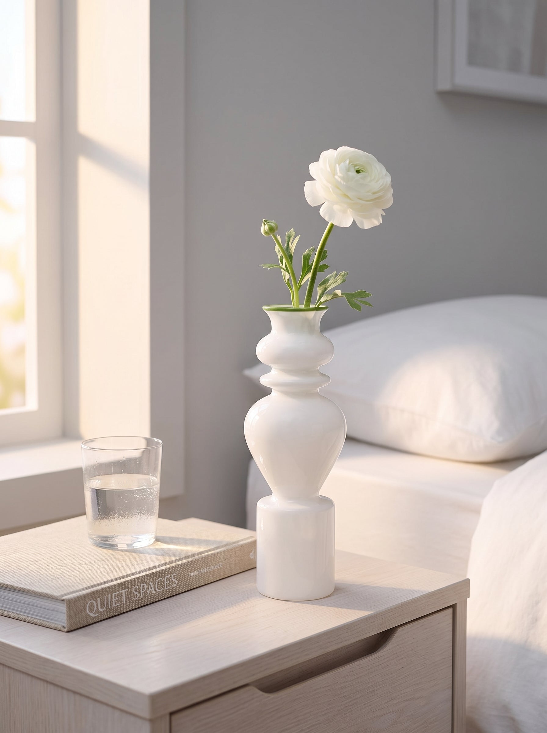 Lumara Bud Vase White — Classic Ceramic Minimal styled in a warm Australian home — Lumara Home