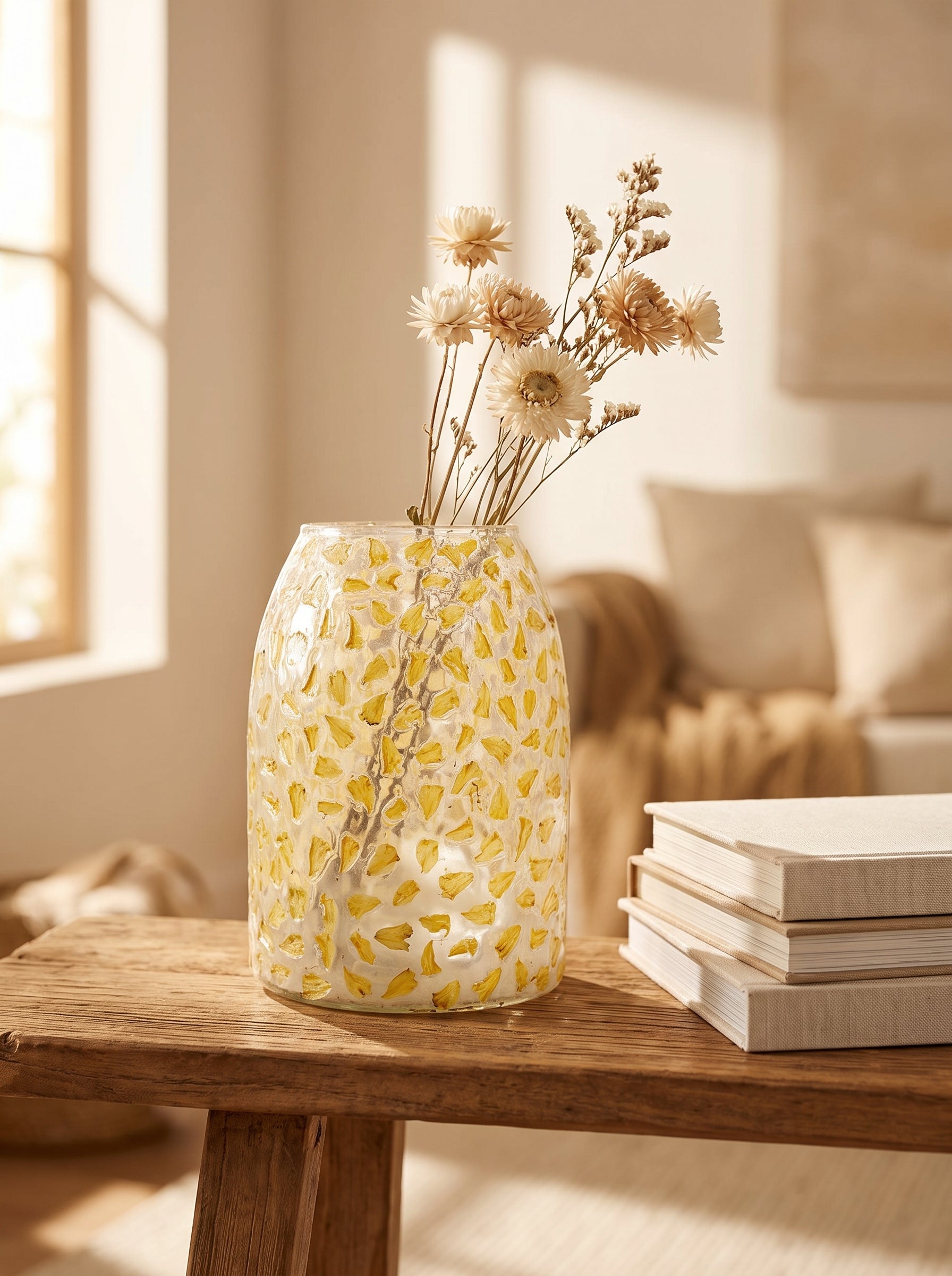 Lumara Organic Vase — Buttercup Petal Warm Ceramic styled in a warm Australian home — Lumara Home