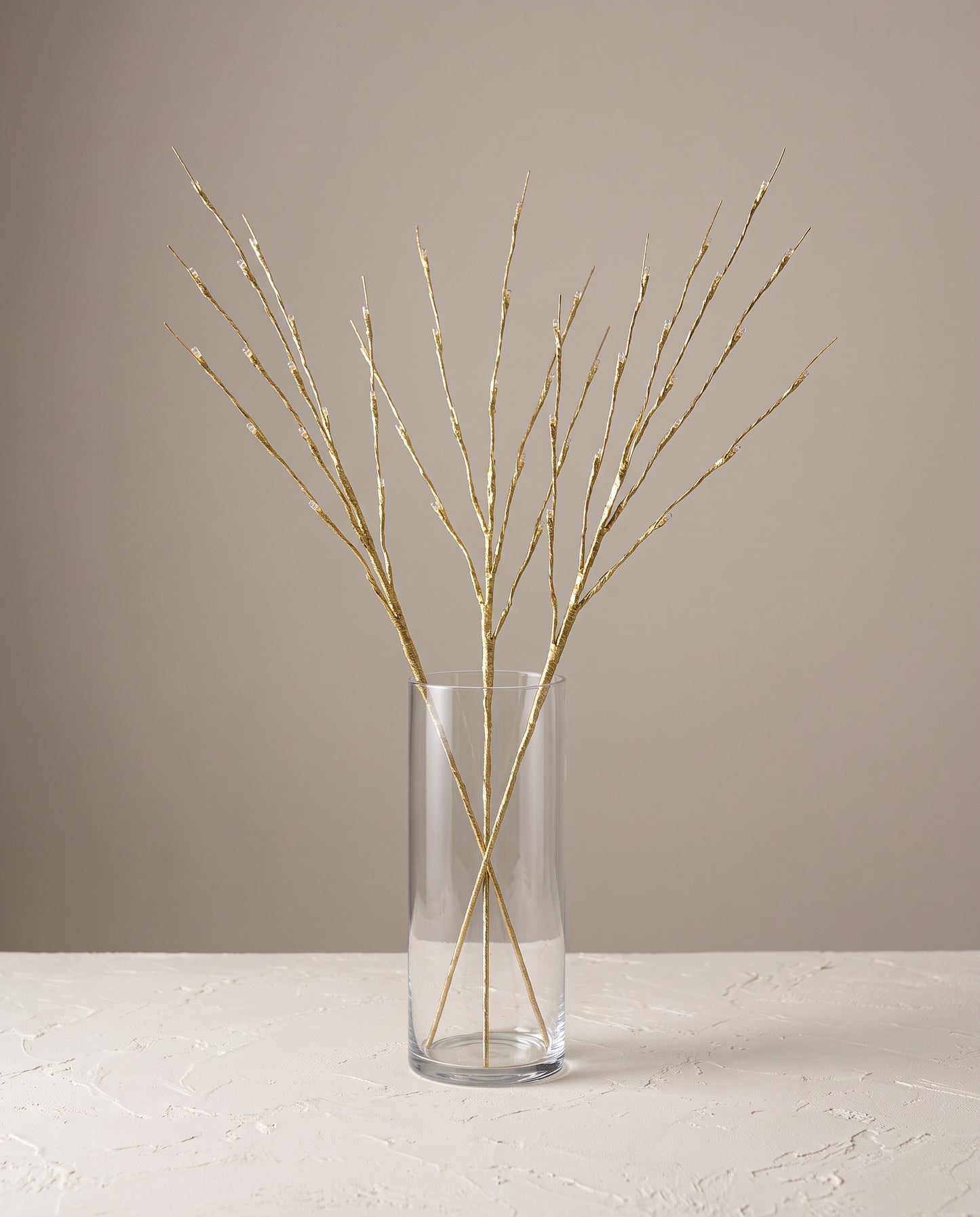 LED Branch gold in clear glass vase — Lumara Home