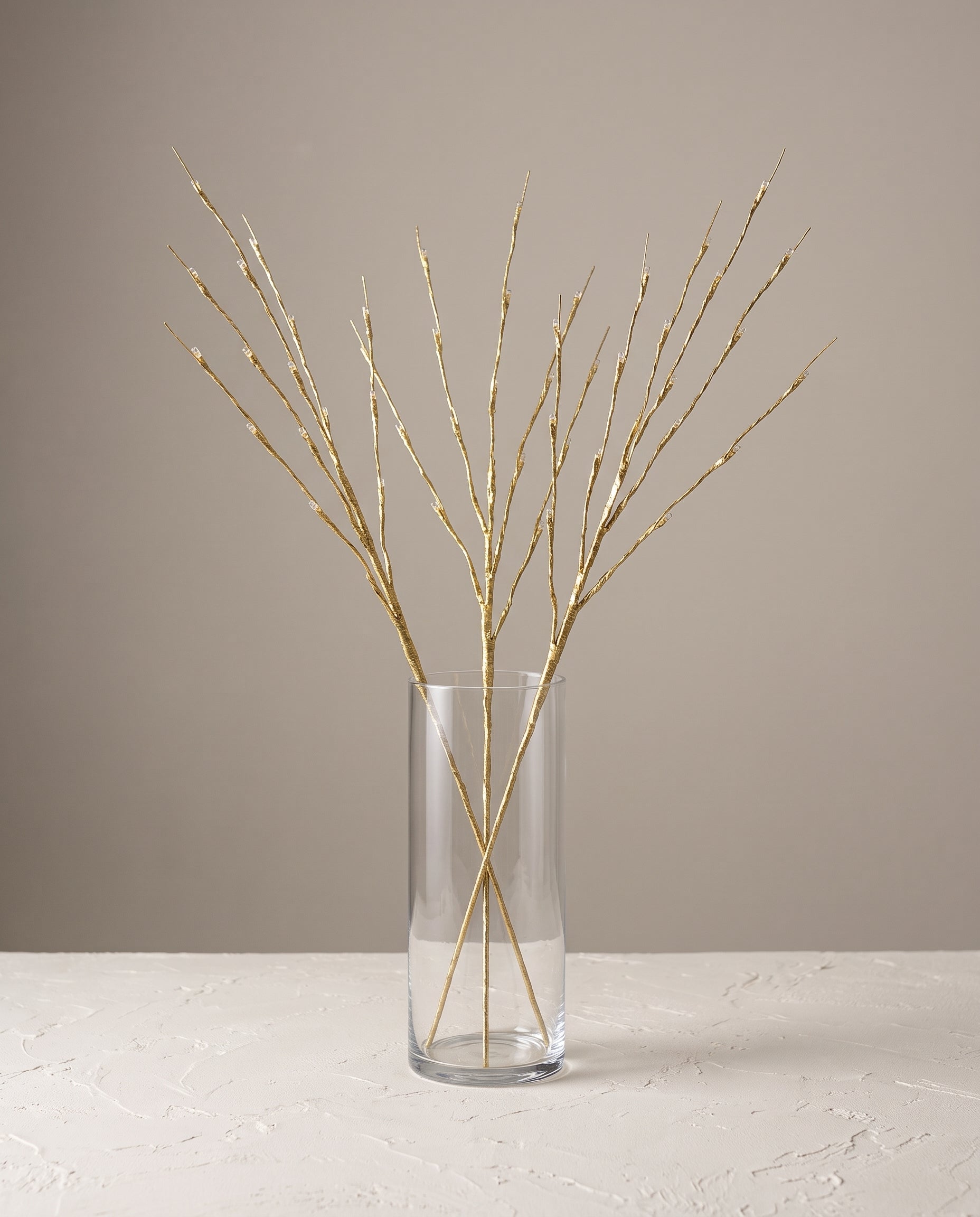 LED Branch gold in clear glass vase — Lumara Home