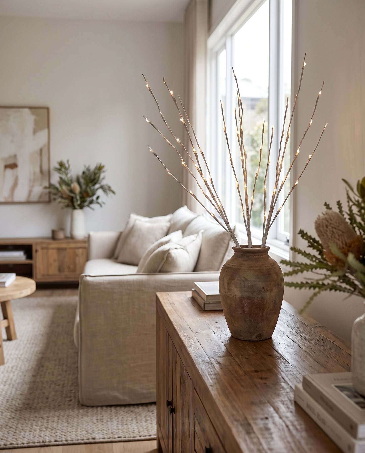 LED Branch paperbark styled by day — Lumara Home
