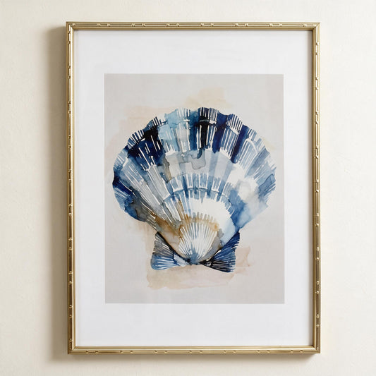 Navy Shell Framed Print II, half of the Lumara Navy Shell Pair