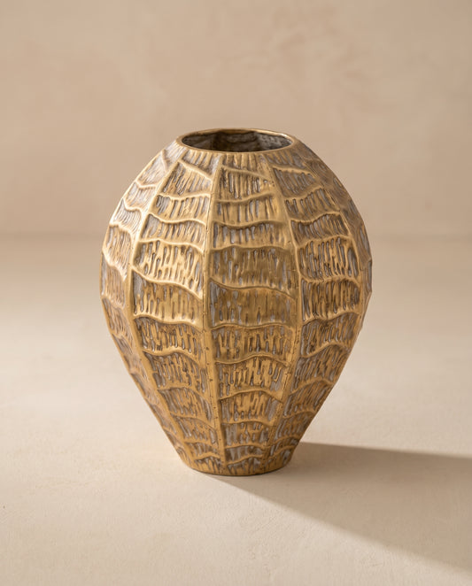 Alegra Statement Vase in sculptural metal — Lumara Home
