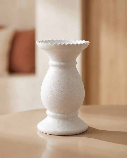Lopez Candle Holder in rustic white finish — Lumara Home