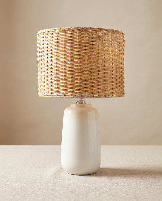 Cayman Rattan Table Lamp in coastal natural style — Lumara Home