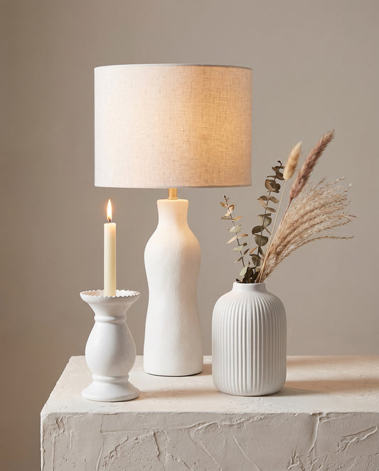 Lumara Living Room Set — Lamp, Candle & Vase Bundle