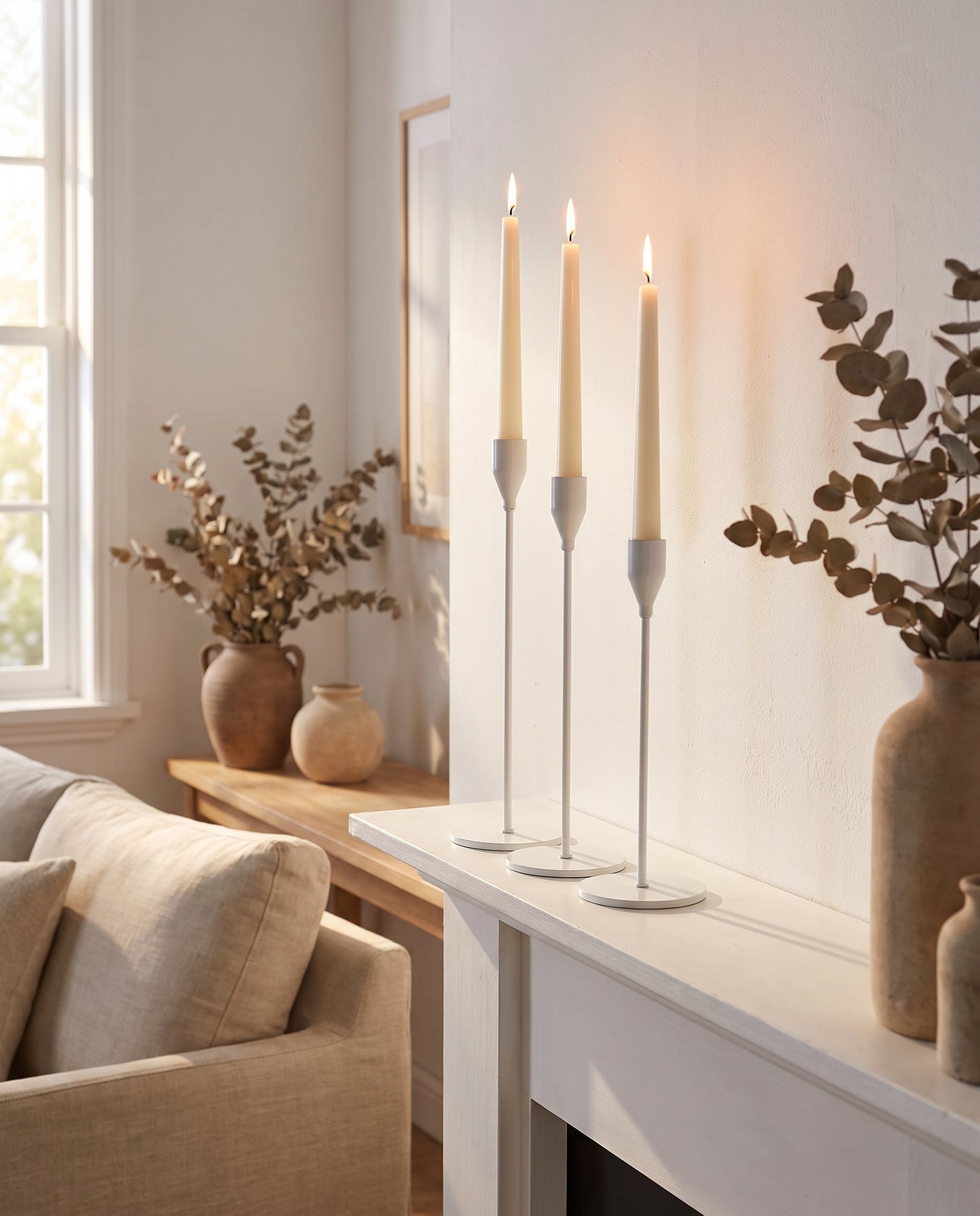 Lumara Candleholders Set of 3 White — Graduated Taper Holders