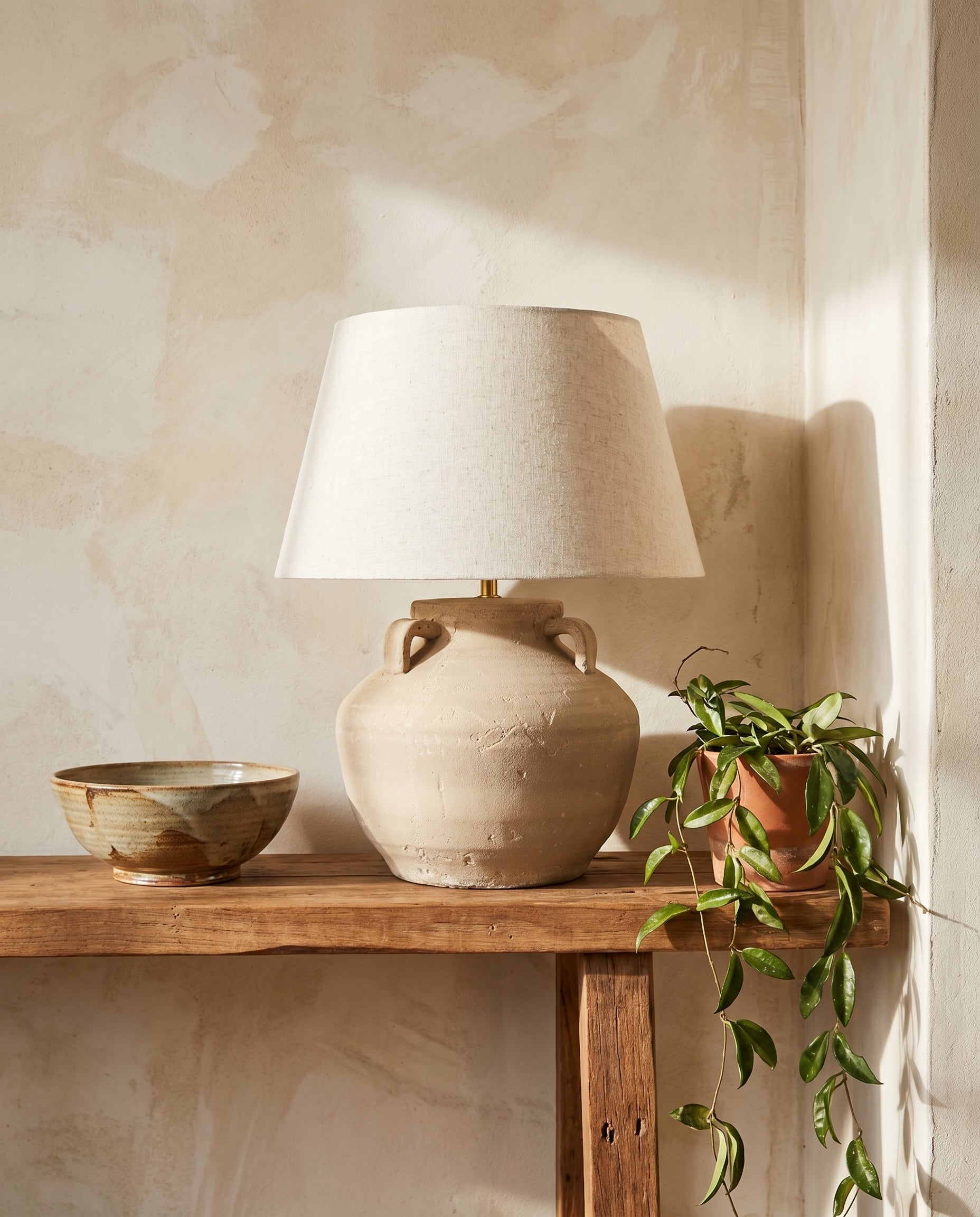Giana Natural Table Lamp in earthy organic style — Lumara Home