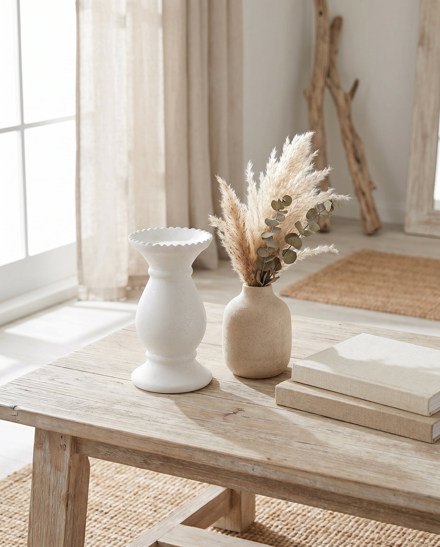 Lopez Candle Holder in rustic white finish — Lumara Home