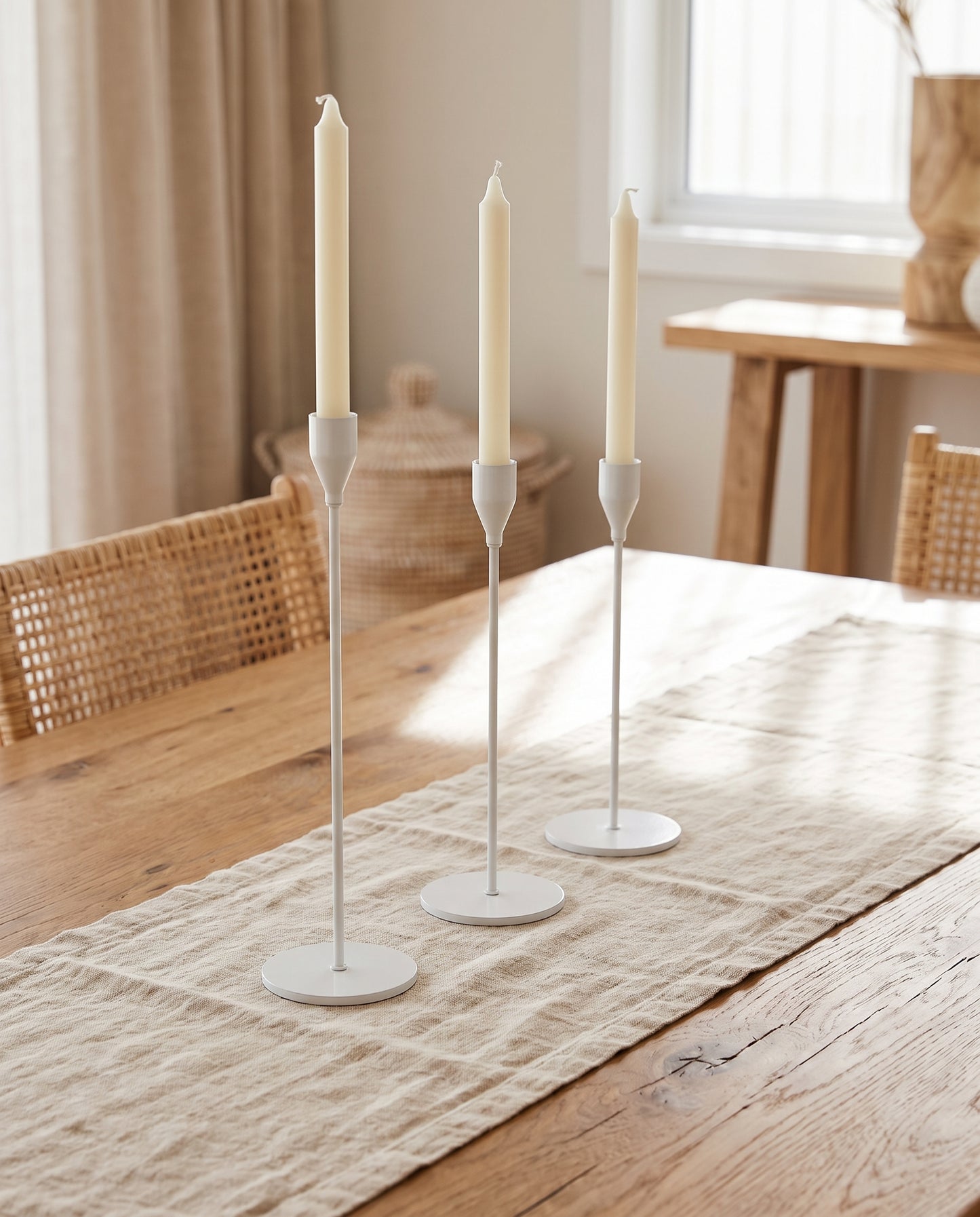 Lumara Candleholders Set of 3 White — Graduated Taper Holders