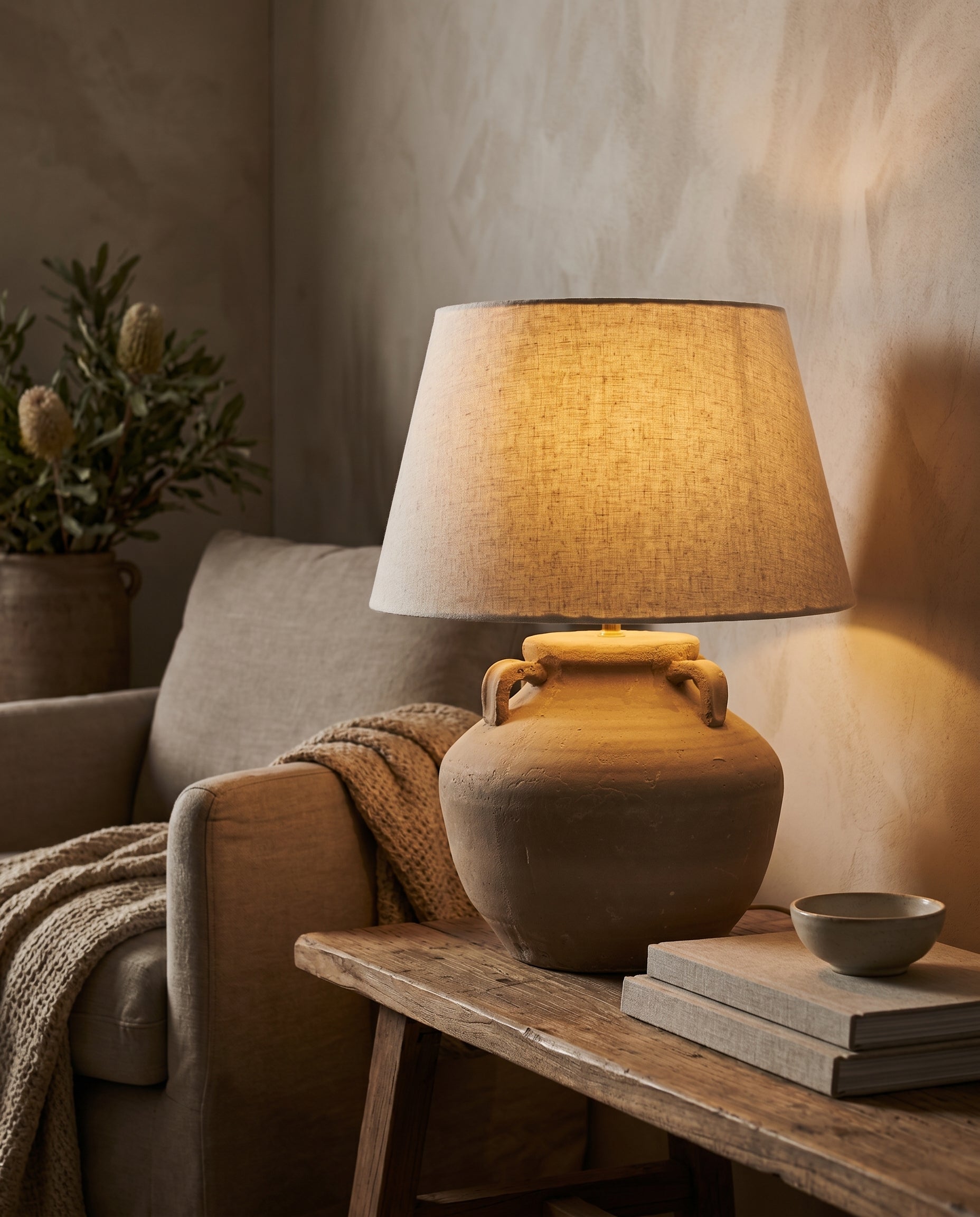Giana Natural Table Lamp in earthy organic style — Lumara Home