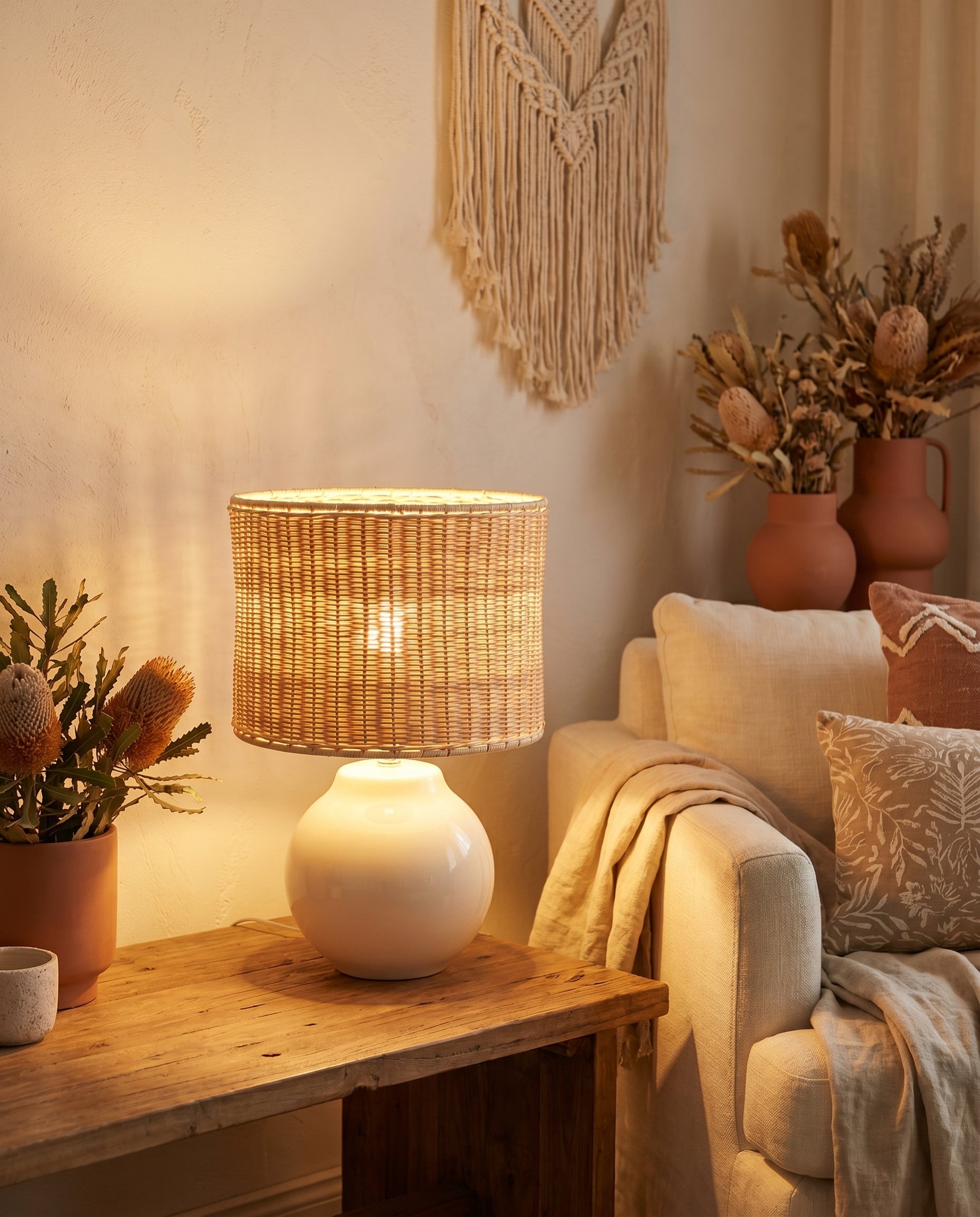 Havana Rattan Table Lamp in warm tropical style — Lumara Home