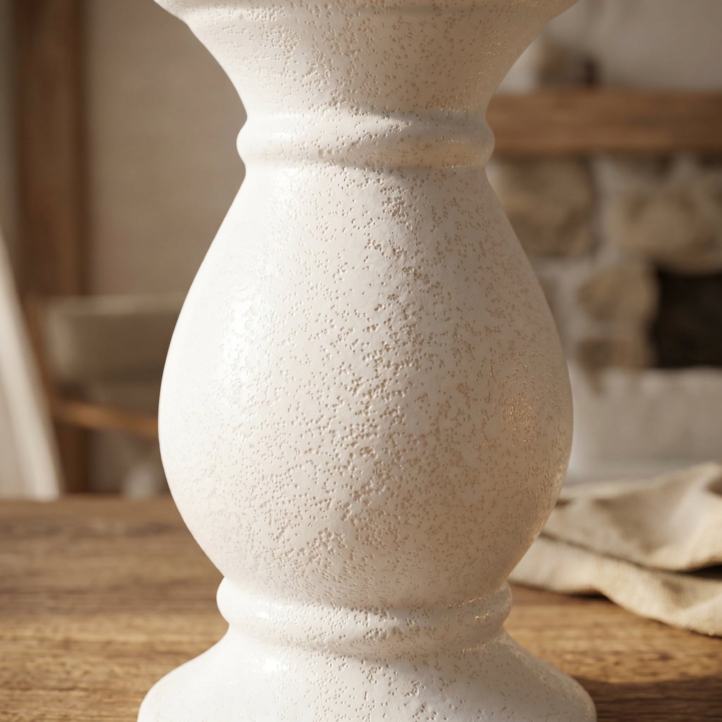 Lopez Candle Holder in rustic white finish — Lumara Home