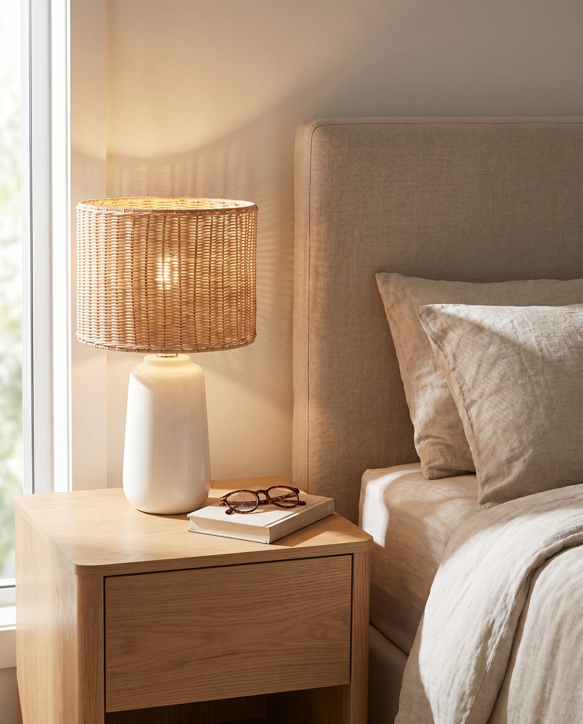 Cayman Rattan Table Lamp in coastal natural style — Lumara Home