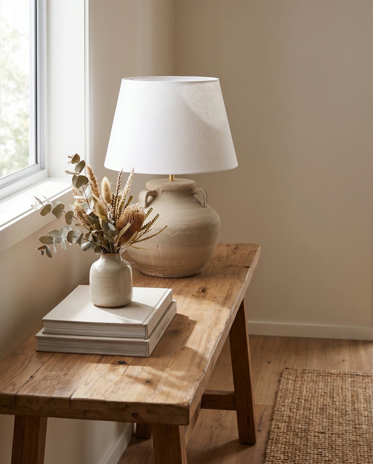 Giana Natural Table Lamp in earthy organic style — Lumara Home
