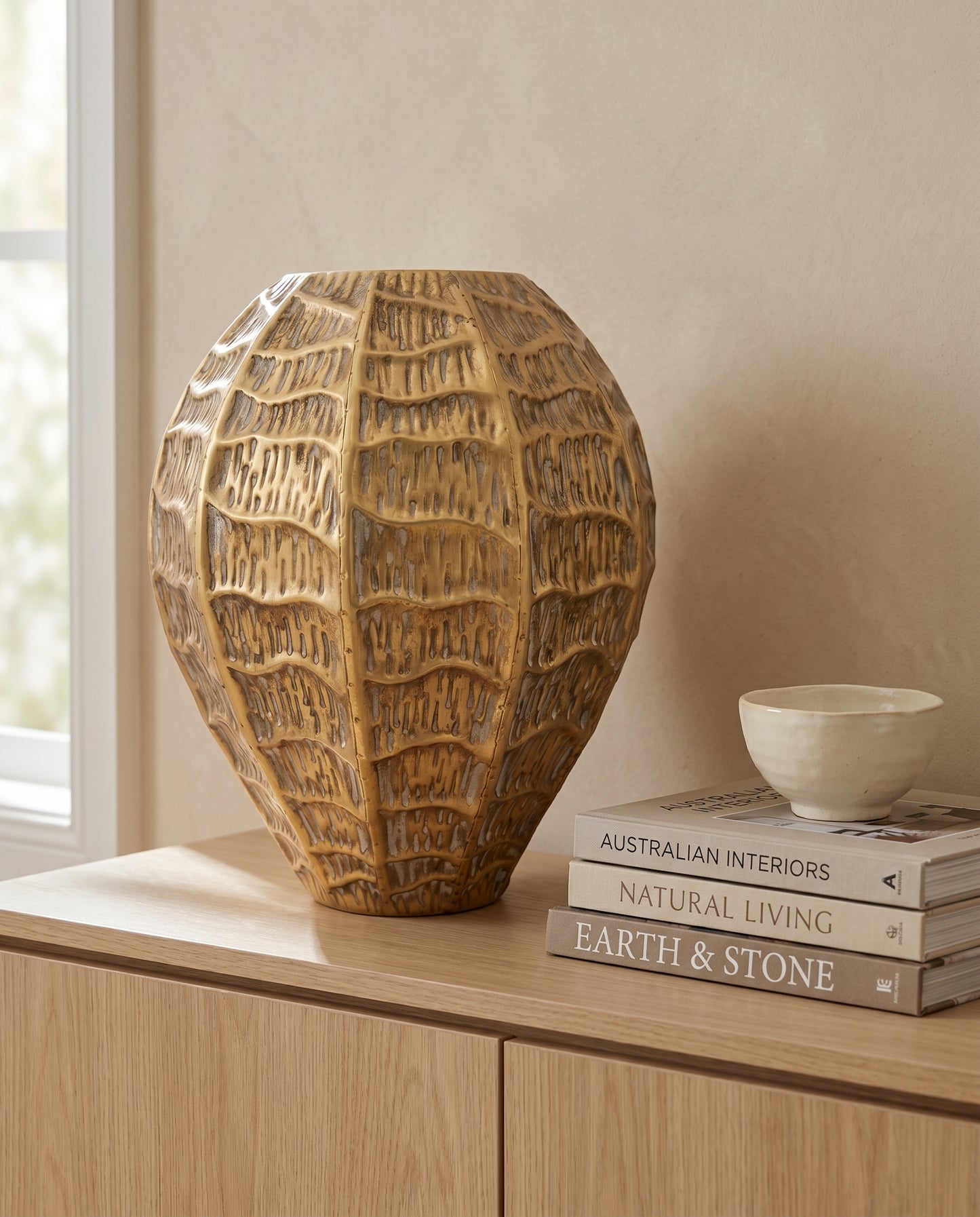 Alegra Statement Vase in sculptural metal — Lumara Home