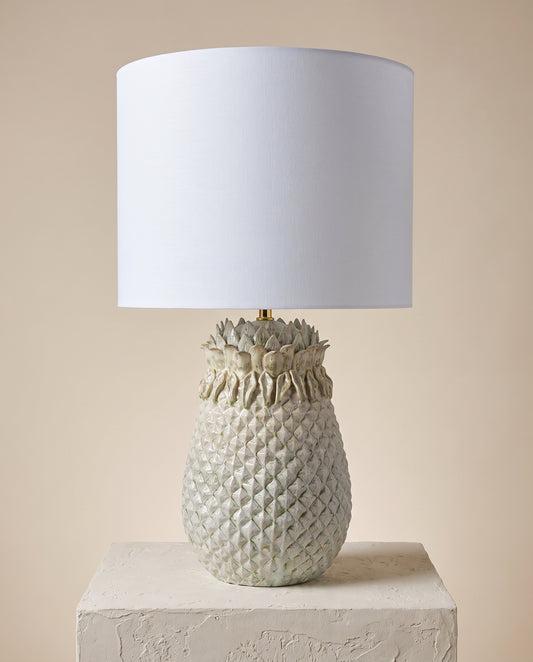 Lumara Pineapple Table Lamp in weathered vintage glaze — studio hero — Lumara Home